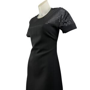 Vintage MIKAEL AGHAL black short sleeve dress with mesh detail